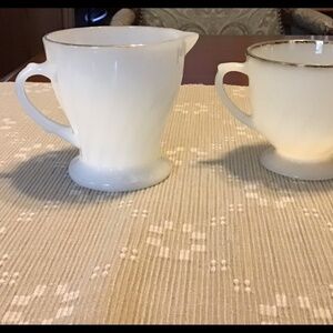 Vintage Anchor Hocking Fire King Ovenware Creamer and Sugar bowl